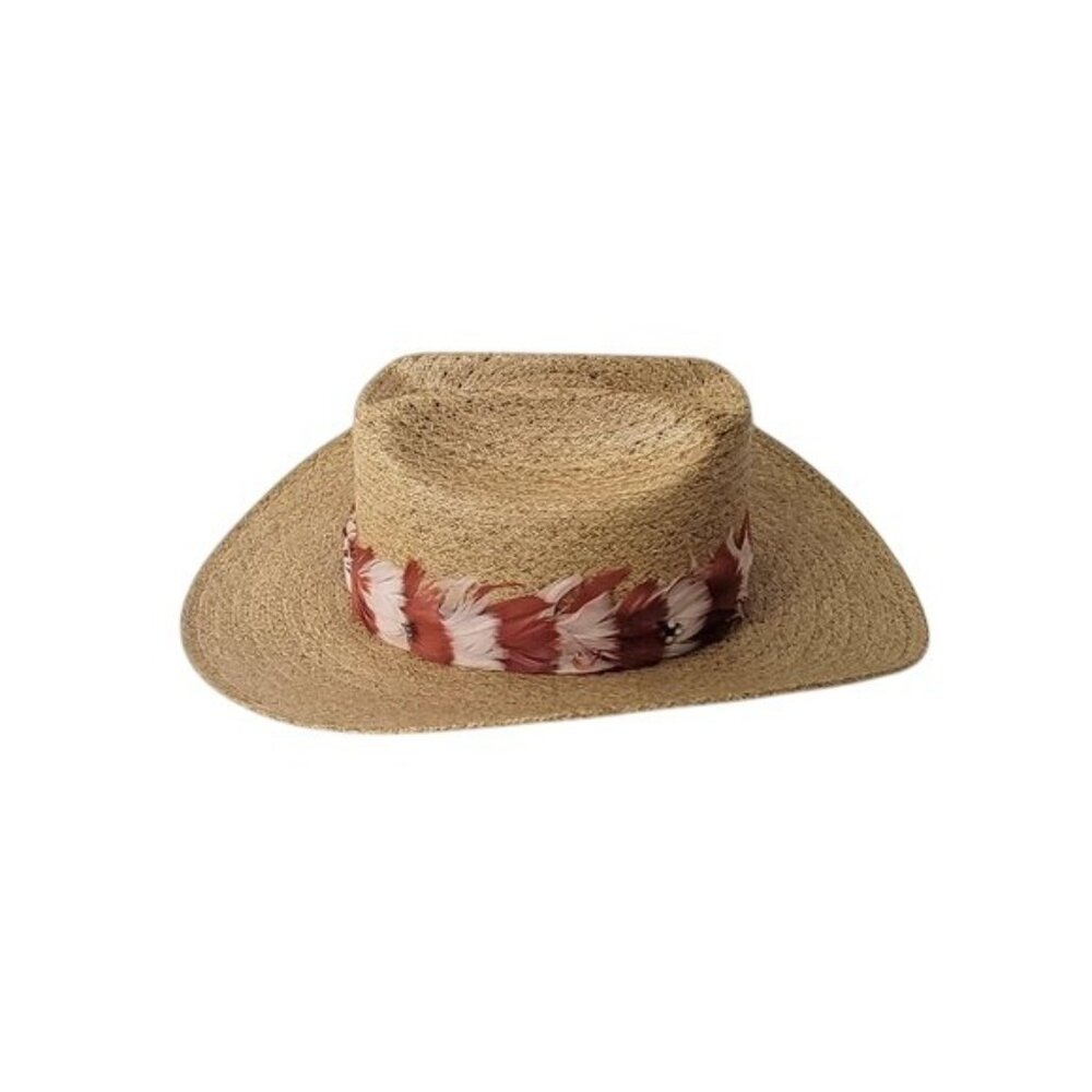 Boots and Saddle Straw Hat with Feather Band - Picture 4 of 6
